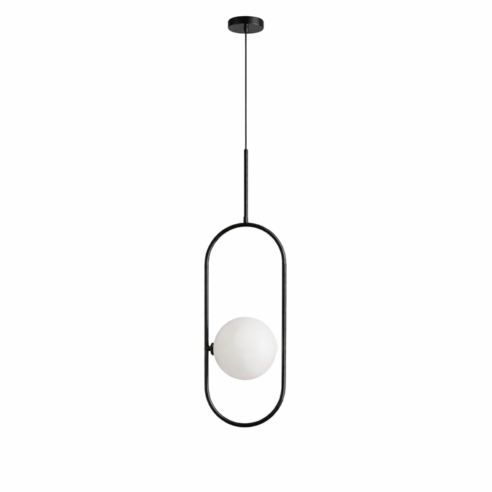 ABBACUS S beltéri függőlámpa a Bazzikoshop kínálatában, Aromas del Campo, matt fekete kivitelben opál üveggömbbel