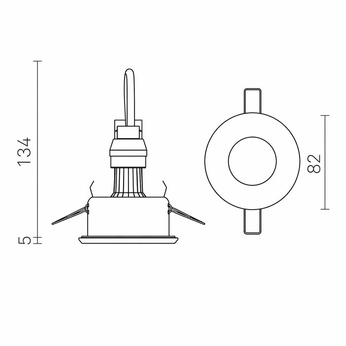 APRIORI Satin Glass süllyesztett mennyezeti lámpa méretrajza a Bazzikoshop kínálatában, Rendl Light, műszaki adatok