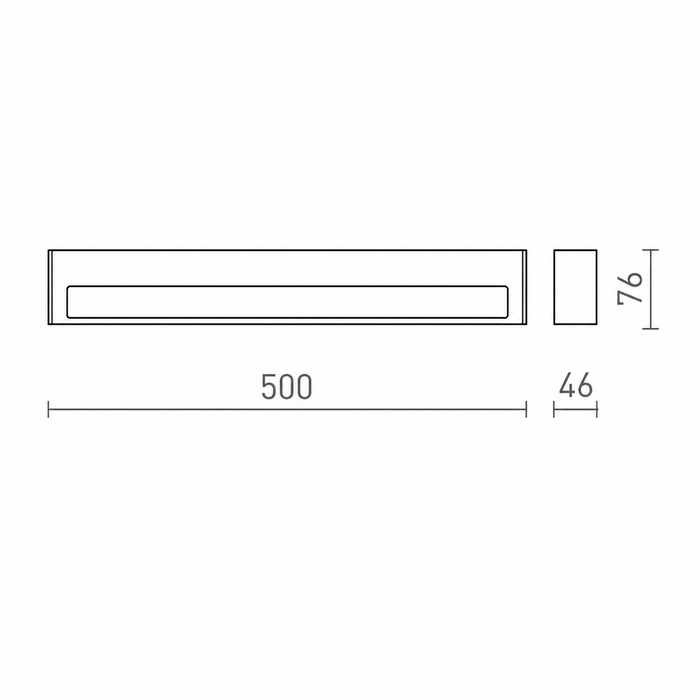 ASTER 50 kültéri fel-le LED fali lámpa méretrajza a Bazzikoshop kínálatában, Rendl Light, műszaki adatok