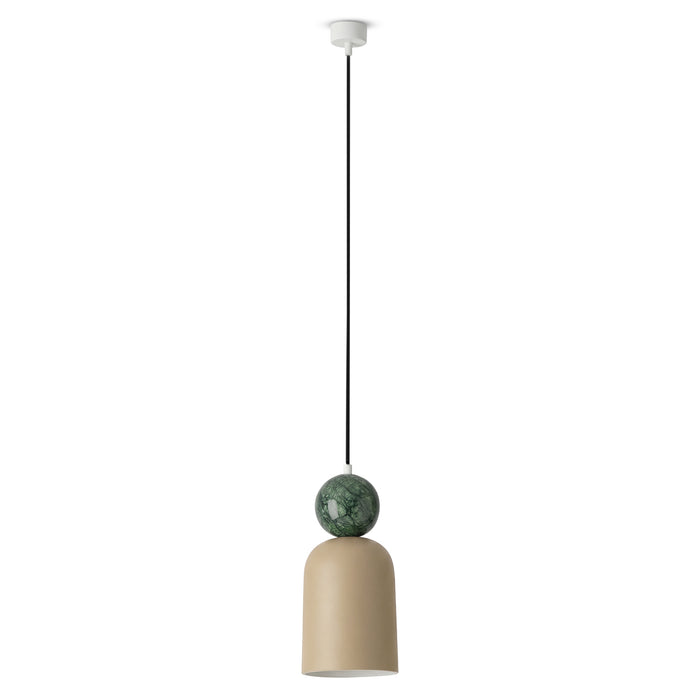 BELL függőlámpa a Bazzikoshop kínálatában, Aromas del Campo, homokszínű kerámiával és zöld márványgömbbel