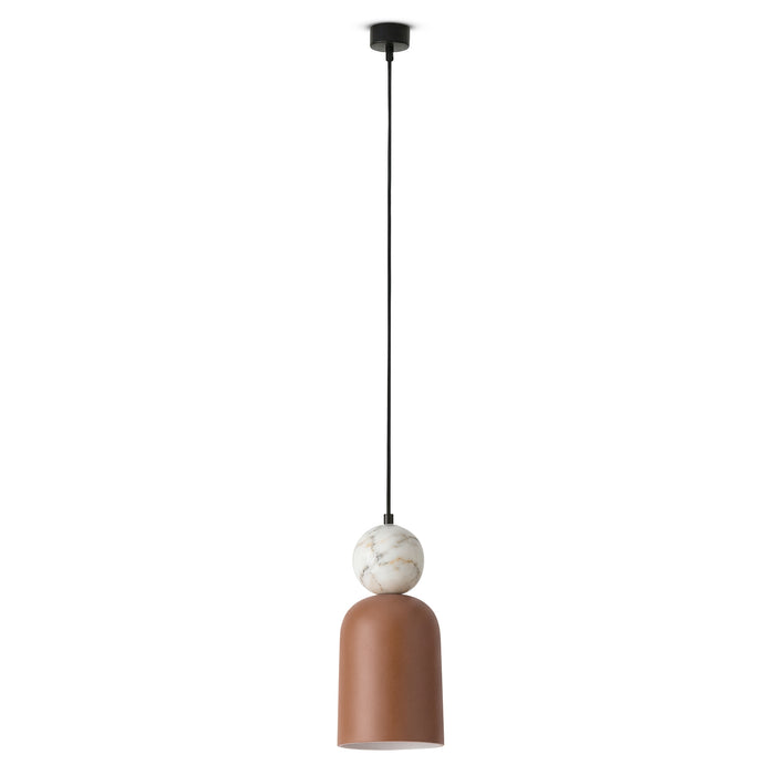 BELL függőlámpa a Bazzikoshop kínálatában, Aromas del Campo, mézszínű kerámiával és fehér márványgömbbel