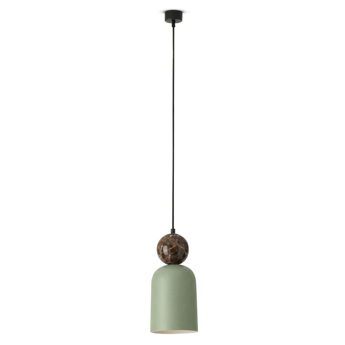 BELL függőlámpa a Bazzikoshop kínálatában, Aromas del Campo, zöld tea színű kerámiával és barna márványgömbbel