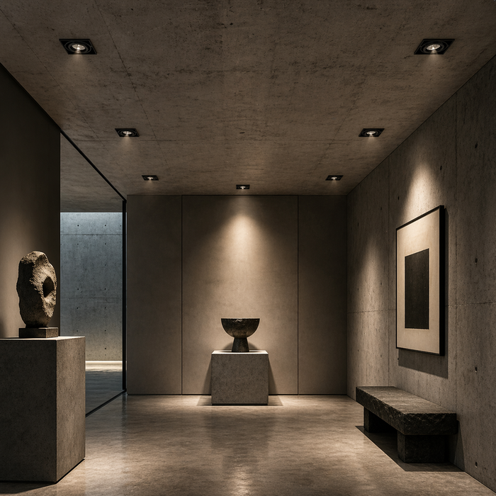 ELECTRA I frameless recessed cardan spotlámpa galériai enteriőrben a Bazzikoshop kínálatában, Rendl Light