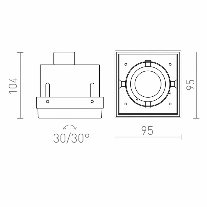 ELECTRA I frameless recessed cardan spotlámpa méretrajza a Bazzikoshop kínálatában, Rendl Light, műszaki adatok