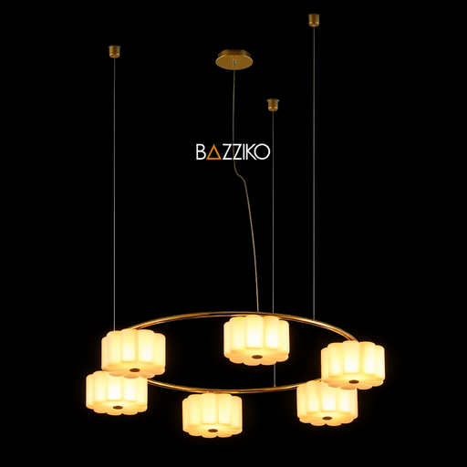 FLOW L beltéri függőlámpa a Bazzikoshop kínálatában, Aromas del Campo, bekapcsolt állapotban sötét háttér előtt