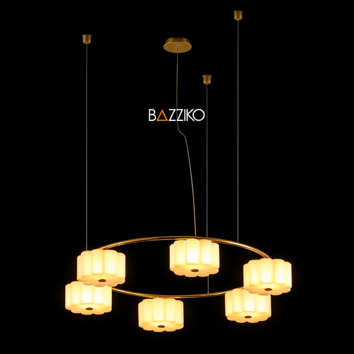 FLOW L beltéri függőlámpa a Bazzikoshop kínálatában, Aromas del Campo, bekapcsolt állapotban sötét háttér előtt