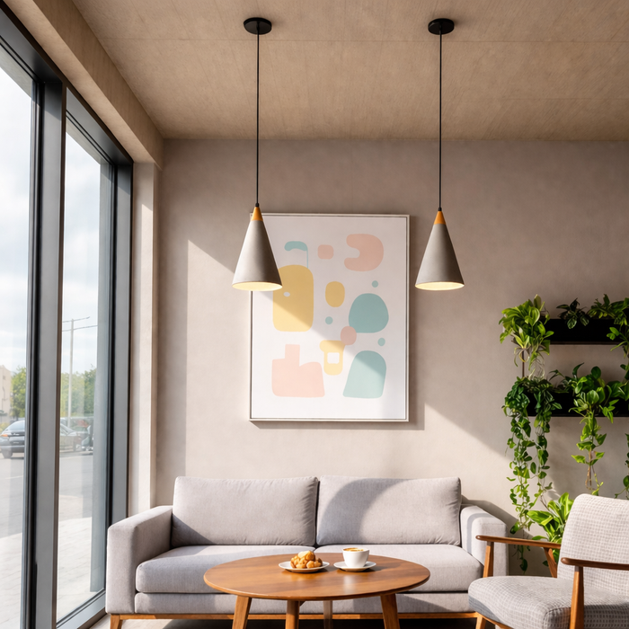 HEIDI függőlámpák párban a Bazzikoshop kínálatában, Rendl Light, nappaliban festmény mellett