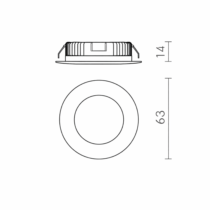 INEZ R recessed mini mennyezeti lámpa méretrajza a Bazzikoshop kínálatában, Rendl Light, műszaki adatok