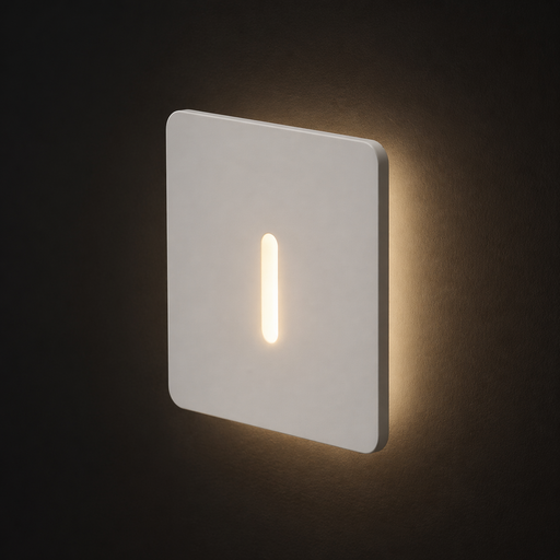IRIA SQ LED négyzet alakú recessed spotlámpa a Bazzikoshop kínálatában, Rendl Light, bekapcsolt állapotban sötét háttér előtt