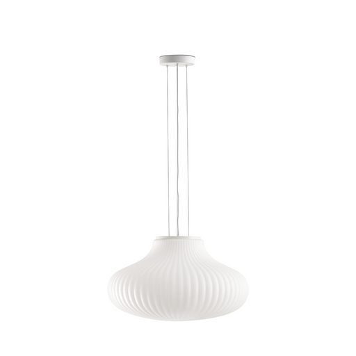 ISABELLE 500 beltéri függőlámpa a Bazzikoshop kínálatában, Faro Barcelona, bordázott fehér üveg búrával