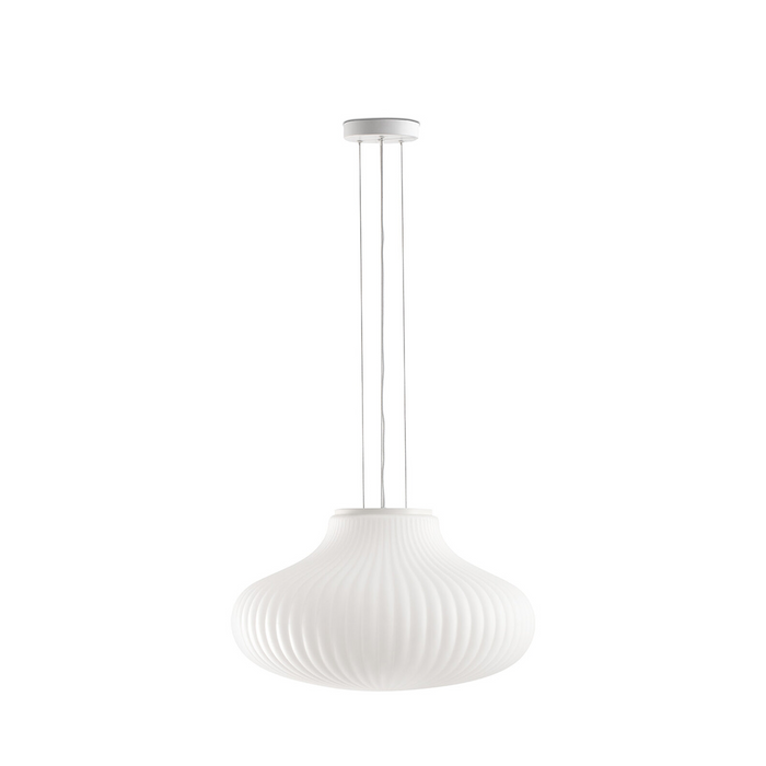 ISABELLE 500 beltéri függőlámpa a Bazzikoshop kínálatában, Faro Barcelona, bordázott fehér üveg búrával