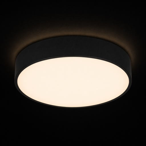 LARISA R 30 LED mennyezeti lámpa a Bazzikoshop kínálatában, Rendl Light, bekapcsolt állapotban sötét háttér előtt