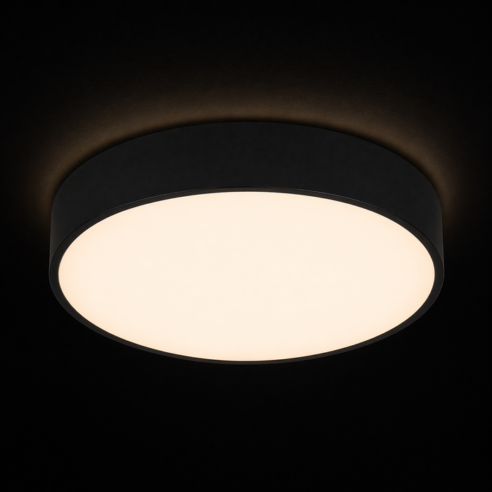 LARISA R 30 LED mennyezeti lámpa a Bazzikoshop kínálatában, Rendl Light, bekapcsolt állapotban sötét háttér előtt