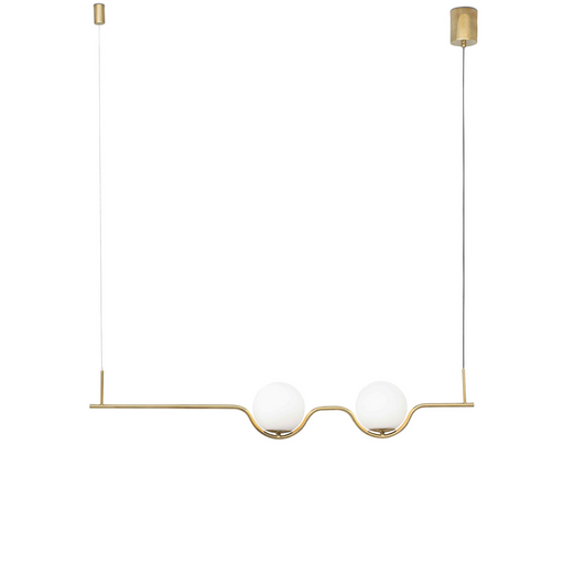 LE VITA beltéri függőlámpa a Bazzikoshop kínálatában, Faro Barcelona, arany kivitelben két üveggömbbel