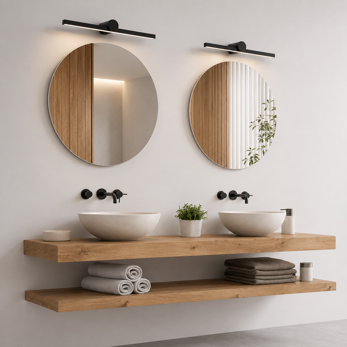 LOUISA 60 lineáris LED fürdőszobai fali lámpa kettős fürdőszobai enteriőrben a Bazzikoshop kínálatában, Rendl Light