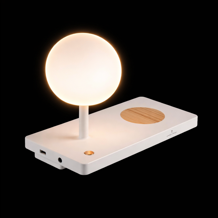 NIKO PC Right White beltéri LED fali lámpa a Bazzikoshop kínálatában, Faro Barcelona, bekapcsolt állapotban sötét háttér előtt
