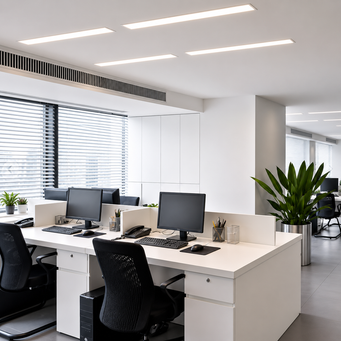 PESANTE 90 süllyesztett lineáris LED mennyezeti lámpa irodai enteriőrben a Bazzikoshop kínálatában, Rendl Light