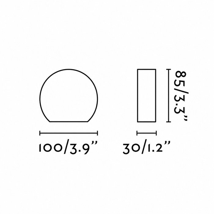 PILL LED kültéri fali lámpa méretrajza a Bazzikoshop kínálatában, Faro Barcelona, műszaki adatok