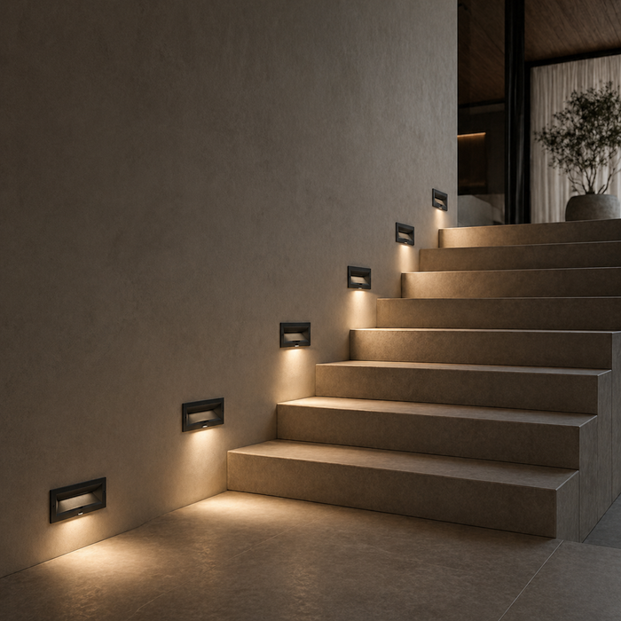RAGG recessed fali lámpa lépcsőházi enteriőrben a Bazzikoshop kínálatában, Rendl Light