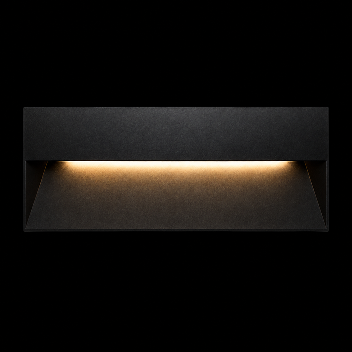 REP 27 süllyesztett LED fali lámpa a Bazzikoshop kínálatában, Rendl Light, bekapcsolt állapotban sötét háttér előtt