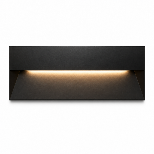 REP 27 süllyesztett LED fali lámpa a Bazzikoshop kínálatában, Rendl Light, fekete kivitelben bekapcsolva