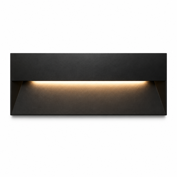 REP 27 süllyesztett LED fali lámpa a Bazzikoshop kínálatában, Rendl Light, fekete kivitelben bekapcsolva
