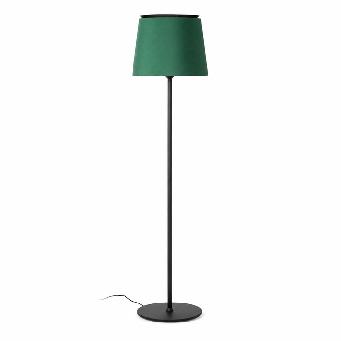 SAVOY állólámpa a Bazzikoshop kínálatában, Faro Barcelona, fekete állvánnyal zöld ernyővel
