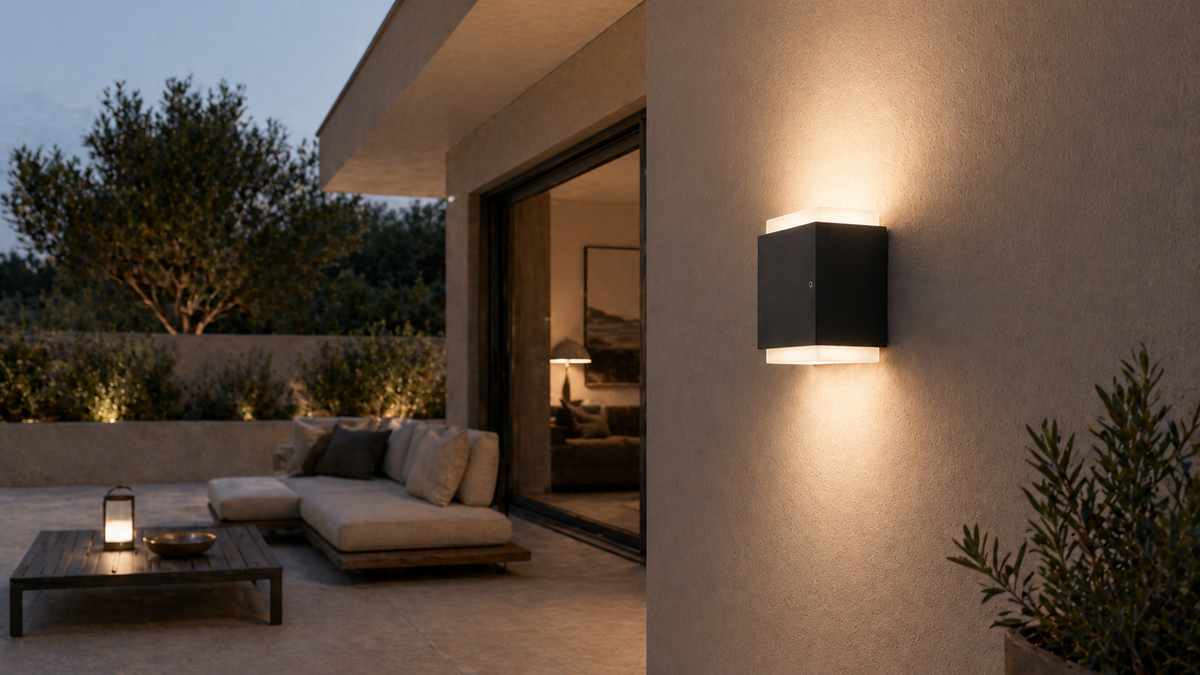 TIRAS II fel-le kültéri LED fali lámpa a Bazzikoshop kínálatában, Rendl Light, antracitszürke, terasz falára