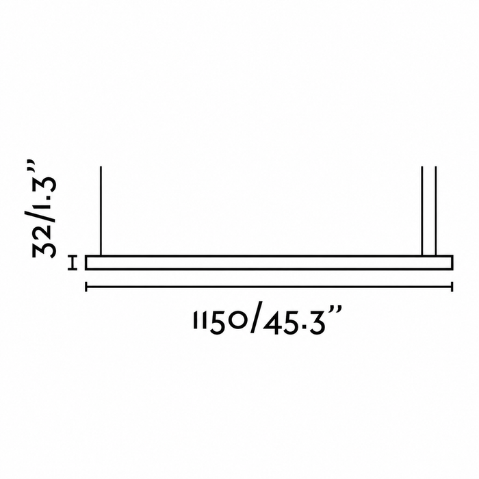 VICO 115 lineáris függőlámpa méretrajza a Bazzikoshop kínálatában, Faro Barcelona, műszaki adatok